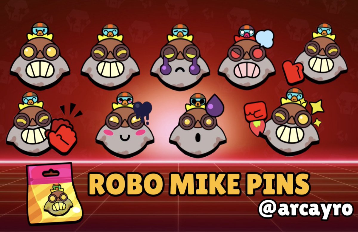 arcirous's tweet image. ROBO MIKE PIN PACK! (idea)

#BrawlStars #BrawlStarsidea #hypercharge #RangerRanch