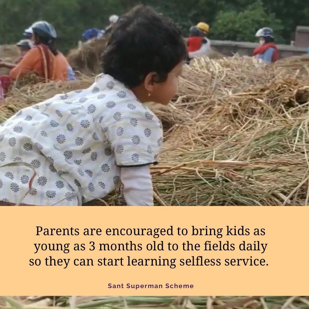 Kids in the outside world spend less time outdoors and more time on their screens. Kids here are in the fields daily and are learning selfless service to the community, as a normal way of life. 

#DayalbaghWayOfLife #Dayalbagh #SantSuperman #StartThemYoung  #Seva #Values