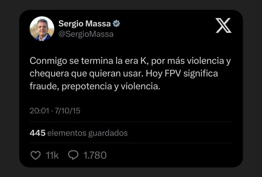 RossoJavier87's tweet photo. @SergioMassa el que utiliza la violencia y la chequera SOS vos, y como no te alcanza le querés meter miedo a la gente. https://t.co/u4z9s4VVYm
