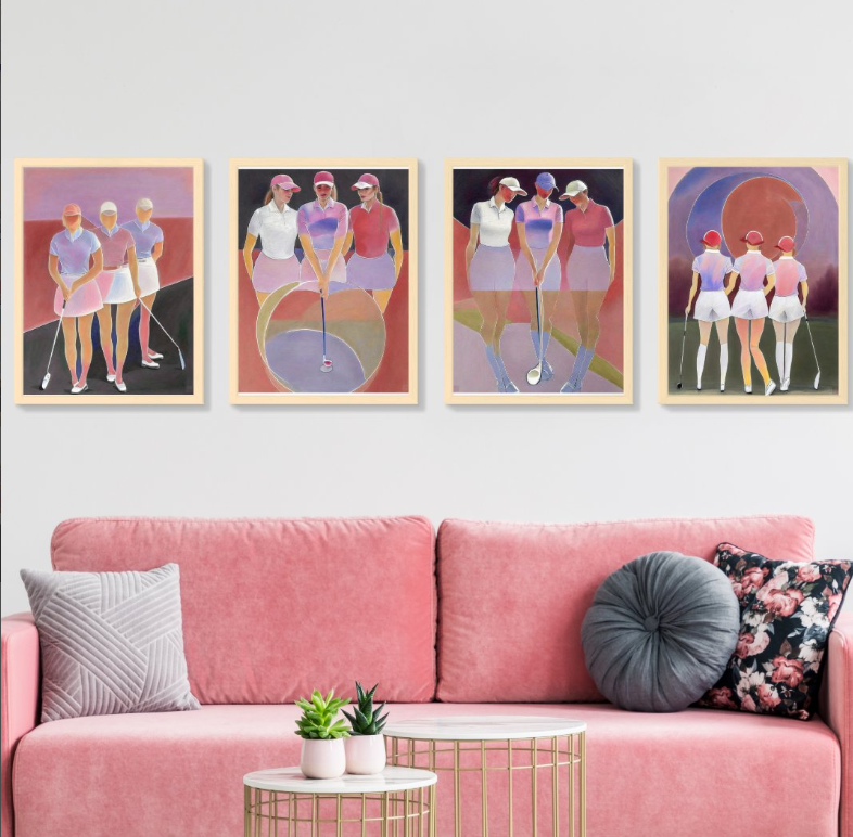 MyGolfNews's tweet photo. 🏌️♀️Woman Golfers Paintings | Framed Original Art Print Set | 18"x24" | Printed on 55 lb., 10.4 point thick acid-free Archival Paper | 3 Wooden frame options | Non-Glare Acrylic Glazing | 90+ years archival rating https://t.co/WRkGIJH9Xl #golf #golfer #golfing #golfprint #golfgift https://t.co/eKLPLaCtB7