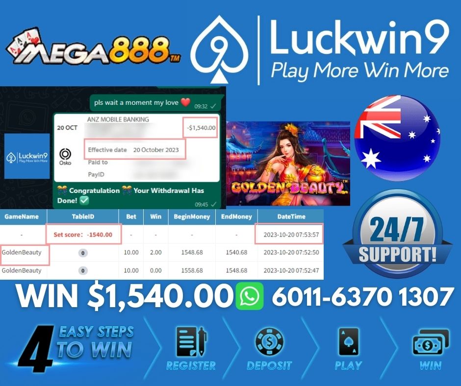 LuckWin9Aus's tweet photo. Luckwin9 📷📷

Hooray📷📷Our Lucky Member Get Withdrawal📷📷

📷 Platform : Mega888
📷 Game : Golden Beauty
📷 Winnings : $1,540

📷Come on join Luckwin9 You will be the next Lucky Star !!📷

📷WhatsApp : https://t.co/5xPclKs63Z https://t.co/A59Gosp5KH