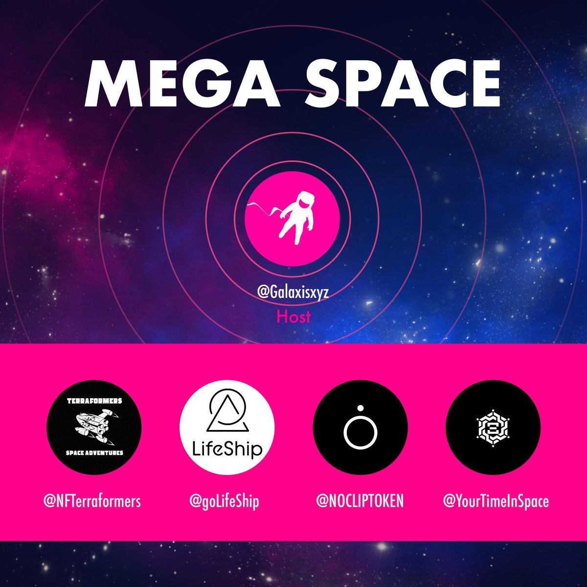 NFTerraformers's tweet photo. Mega Space hosted by @Galaxisxyz with our Terraformers space companies Geometric Space (@YourTimeInSpace), LifeShip (@goLifeShip), and NoClip (@NOCLIPTOKEN) will be November 9th at 12pm EST. Geometric Space built and is launching the Doge-1 Satellite🐶 LifeShip is sending DNA to the moon on Lunar Landers🧬 NoClip is a VR satellite to virtually teleport into space🌌. All Terraformers Beta members will be adventuring directly with the missions using Space Redeemables👽.  Set your calendars for your chance to join the beta while you still can🚀

#nft #nfts #web3 #web3community #space #spacenft #moon #mars #spacex #nasa #dogecoin #doge1 #PolygonNFTs #polygon #ChainlinkBUILD #ethereum #AdventureAwaits #adventure