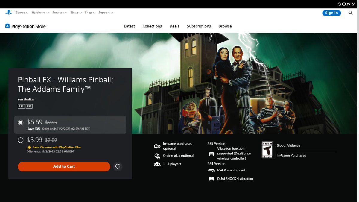 matthewhenzel's tweet image. SALE: Pinball FX - Williams Pinball: The Addams Family™ is 40% off (with Plus, and 33% off without it)
store.playstation.com/en-us/product/…
#VideoPinball #Pinball #AddamsFamilyPinball #ZenStudios #PinballFX