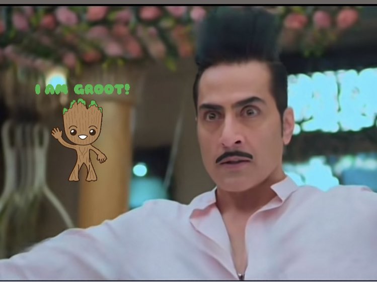 Mus1294's tweet photo. #Anupamaa, a recent graduate in counseling was able to pacify baby Vanraj

Vanraj Groot Shah is back after listening to his counsellor’s lullaby 😂

Samar’s death went in vain to give ss to these two comedic characters. 

And DKP wants us to take these two clowns seriously 🤡 https://t.co/L69Kr4tihF