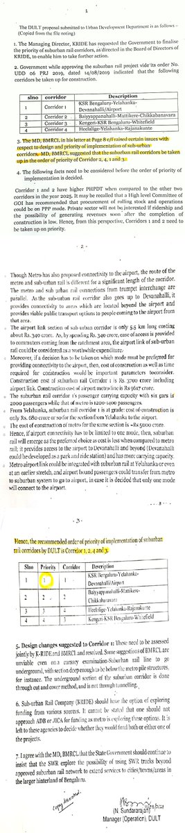 rajdugar's tweet photo. C1: Without NEGATIVE INTERVENTION,Bluru wud hav had modern AC trains frm heart of City to @BLRAirport TERMINAL every 5-12mins by TODAY! SanctionLetter specified priority. @DULTBangalore recommended same as "preferred choice".But,few ppl prevailed,against Bluru’s interests(2/6) https://t.co/xymLHkH7jT