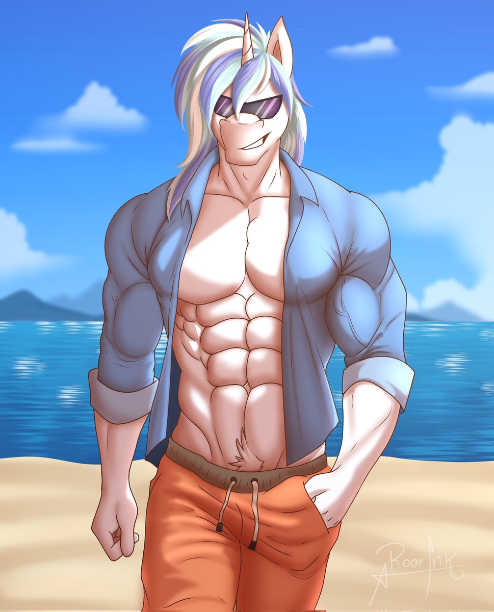 Roar_Ink's tweet photo. Wouldn't you like to take a walk on the beach with this stallion? ~ 🔥

#Furry #muscle #bara #furryart https://t.co/71K2Libbh4