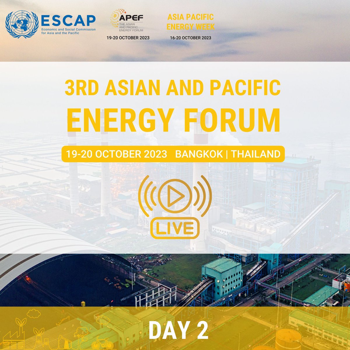 UNESCAP's tweet photo. 📢 Today is the last day of #APEF3, where we wrap up discussions on #SDG7, Power System Connectivity & #EnergyTransition in #AsiaPacific.
Join us for the final insights & conclusions ➡️ https://t.co/owgvCL3RSu https://t.co/IikHGKHkFt