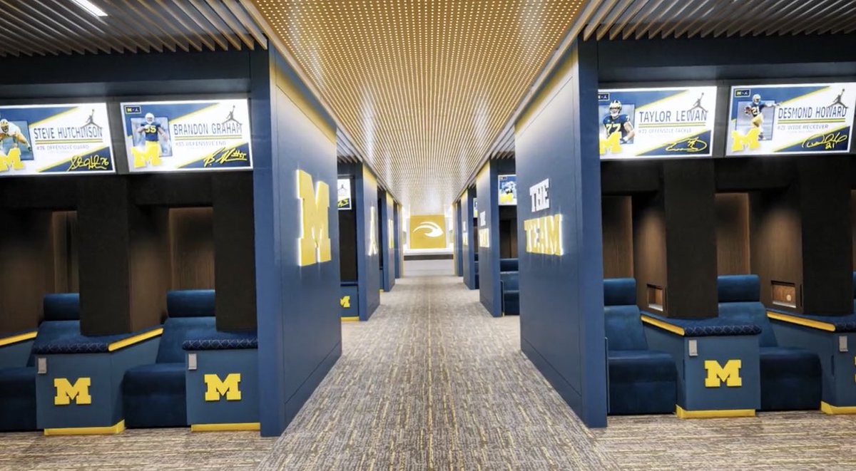 BussinWTB's tweet photo. The new Michigan locker room is going to be SICK (nice touch on honoring the boy @TaylorLewan77 as well) https://t.co/k6uXQ94KoD