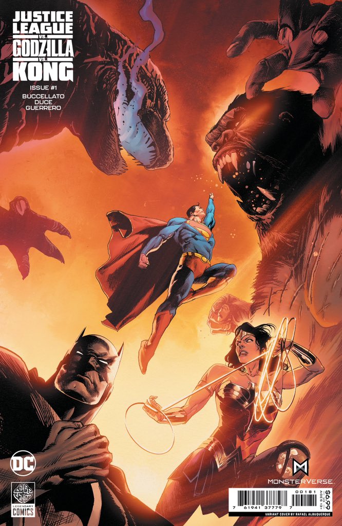 JUSTICE LEAGUE VS GODZILLA VS KONG #1 variant cover by Rafael Albuquerque