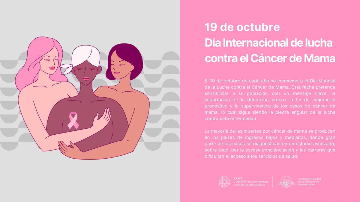 ANEICmx's tweet photo. 19 de octubre
Día internacional de lucha contra el Cáncer de Mama 
#19DeOctubre #rosa https://t.co/LosjMP6gXD