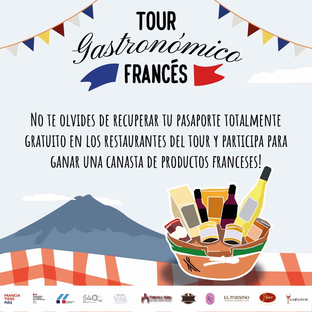 CCIFGT's tweet photo. El viernes 20 de octubre inicia el Tour Gastronómico francés en la Antigua Guatemala🇫🇷

Más información en nuestra página de IG y Facebook: @camaradefrancia https://t.co/gWfnOHo7b6