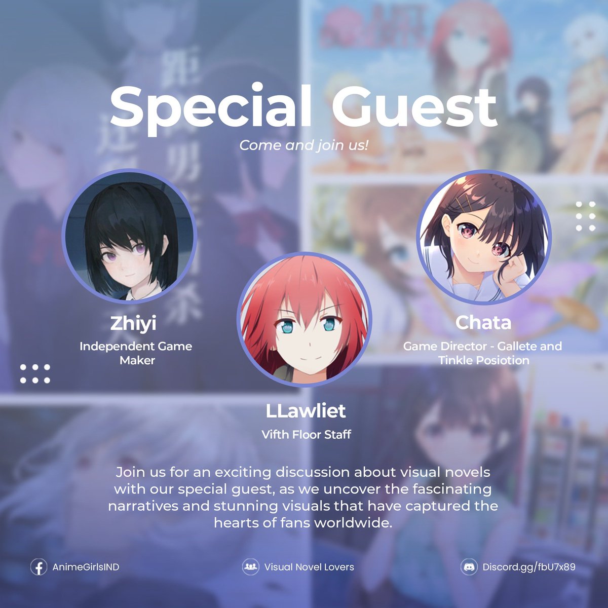 Gilang43212's tweet photo. #visualnovel #eroge #galge #podcast #美少女ゲーム
Hello everybody, On 21 October 2023, my community 'Visual Novel Lovers' will hold a podcast with some visual novel lovers developers! https://t.co/g3Fam2UO0x