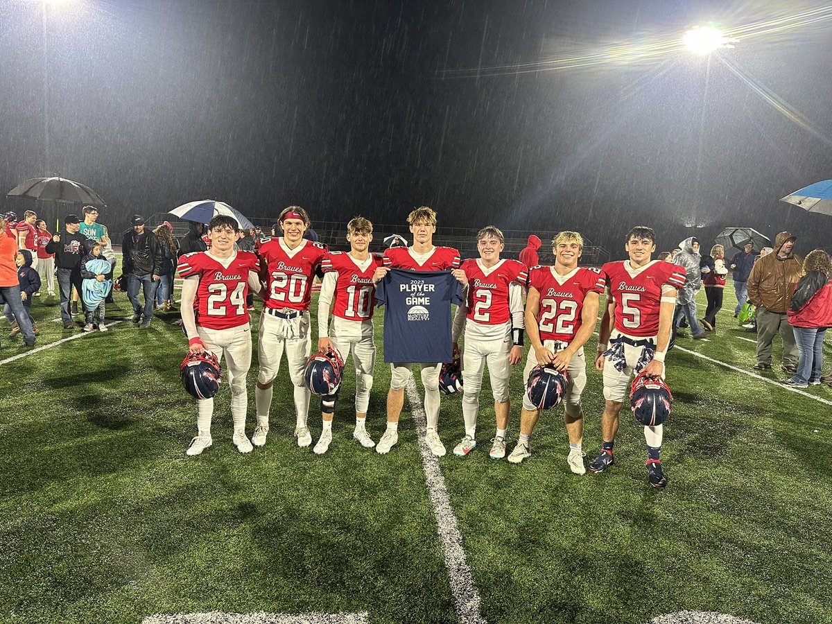 Tonight’s McInturf Realty Player of the Game is senior WR/DB Kolton Thomas of the Indian Valley  Braves. Thomas had 8 catches for 80 yards with 2 big touchdowns for the Braves in their 38-0 win over Claymont.