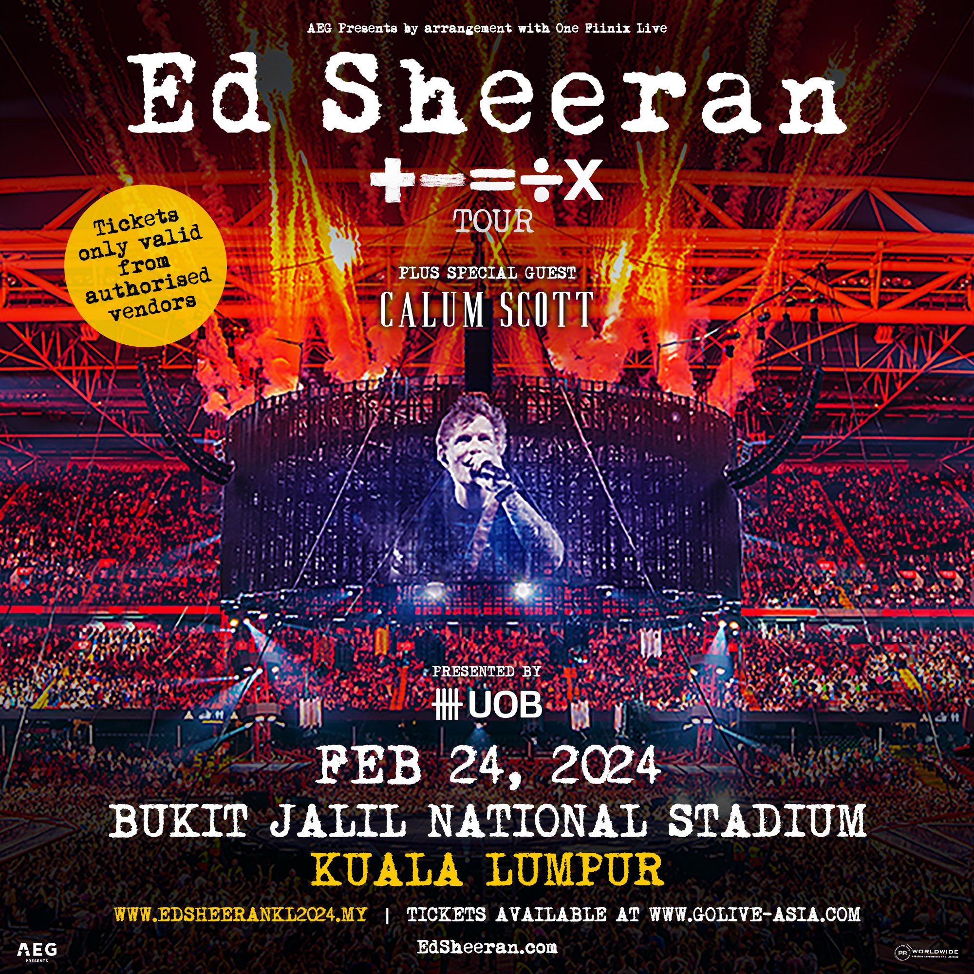 Ed Sheeran + – = ÷ x Tour Kuala Lumpur (Tickets)