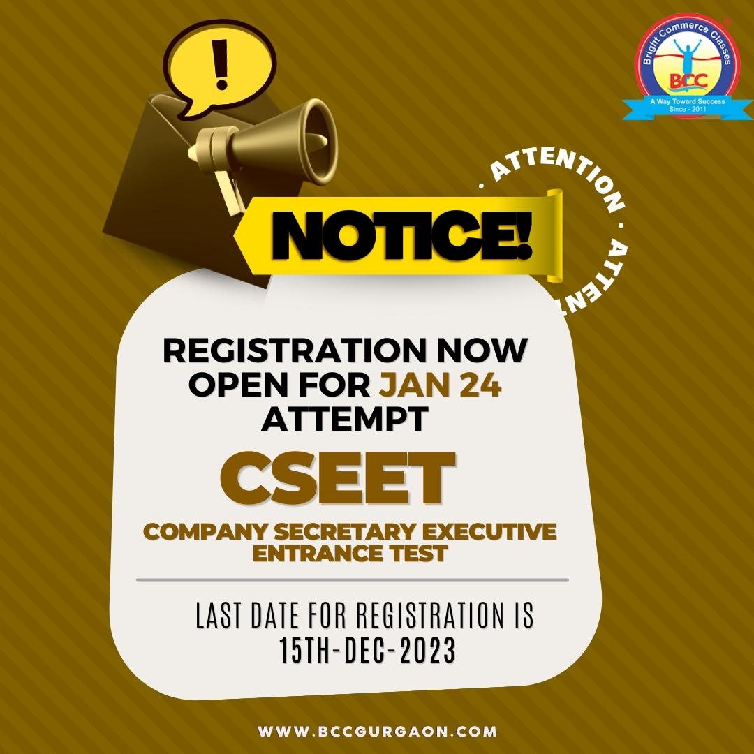 Bccgurgaon's tweet image. Registration Now Open for Jan 24 Attempt – Secure Your Corporate Future Today!

#CSEET2024 #ExamGuidelines #PreparationIsKey #CSEET #cseetcoachingingurgaon #cseetinstitutenearme #Cseetpreparation #cseetentrencetest #bccgurgaon #bestcommerceclasses
#CSEETcoachingingurgaon