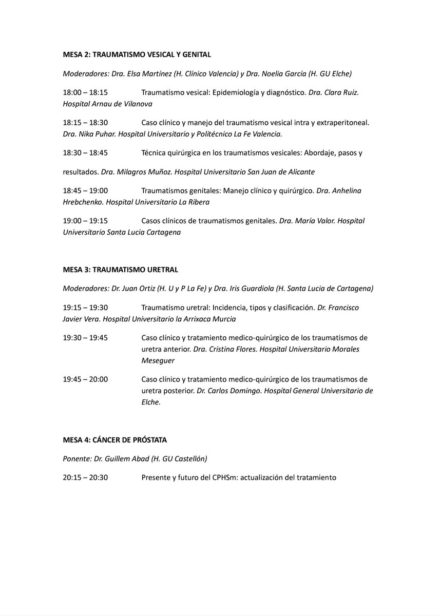 Hoy el Hospital General de Castellón es sede de la XLIV Reunión de Residentes de Urología Asociación de Urología de la Comunidad Valenciana y Murcia que tratará sobre Traumatismos Urológicos y Cáncer de próstata hormonosensible metastásico. #Urología #HGUCS