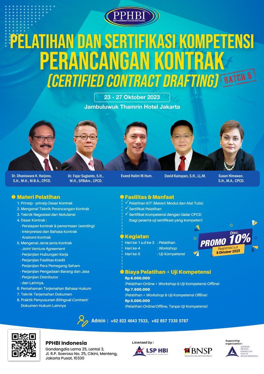 traininghukum's tweet photo. #pphbi #contractdrafting #sertifikasibnsp https://t.co/BB7aTvoliD
