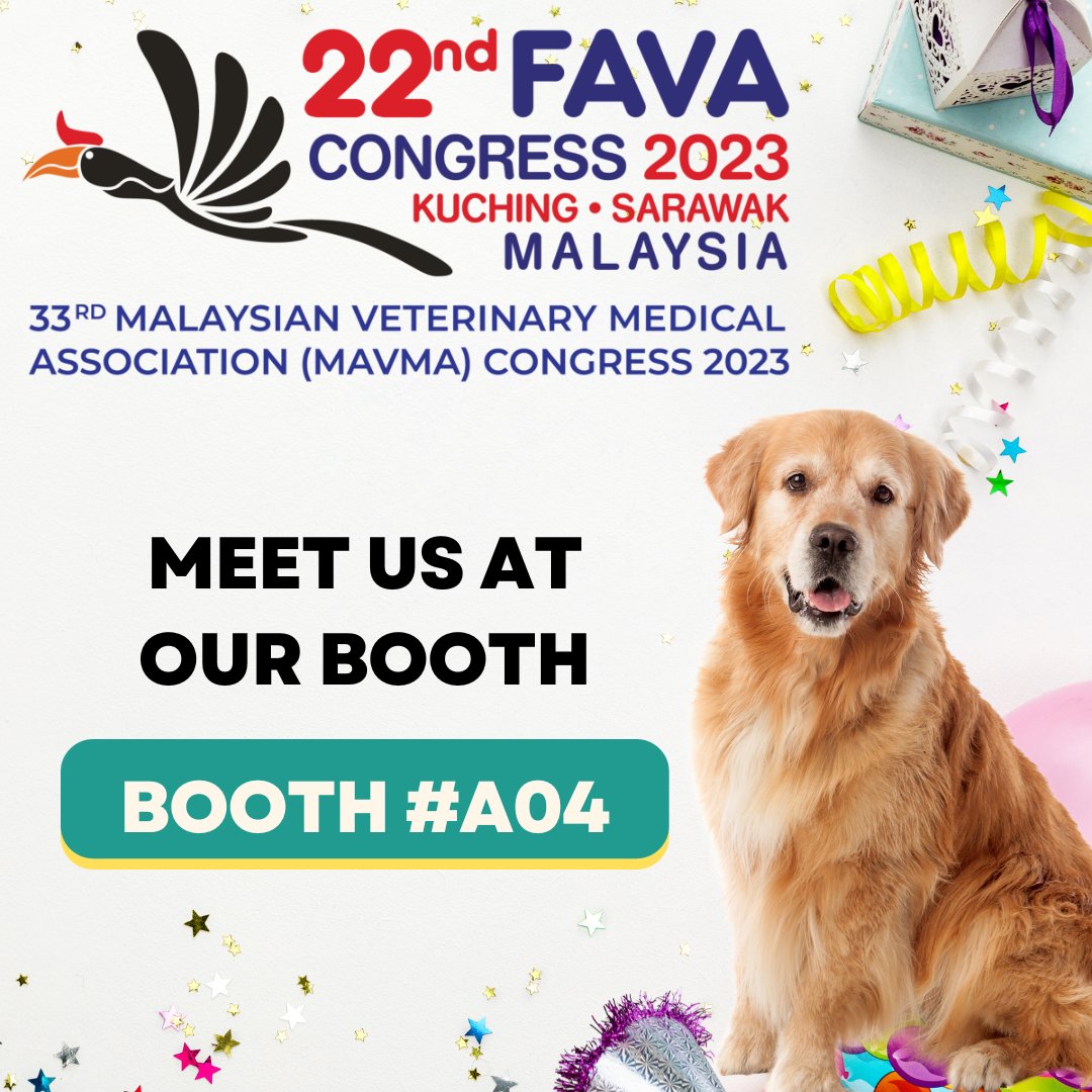 excelvite's tweet photo. #ExcelVite will be  Participating in the 22nd FAVA Congress in Kuching, Sarawak, Malaysia, from November 3rd to 5th, 2023! 🐾

📍 Visit us at Booth A04 for an exclusive look at our EVFurryAid!
#FAVA2023 #VeterinaryExcellence #AnimalHealth https://t.co/78Os5HE4Vd