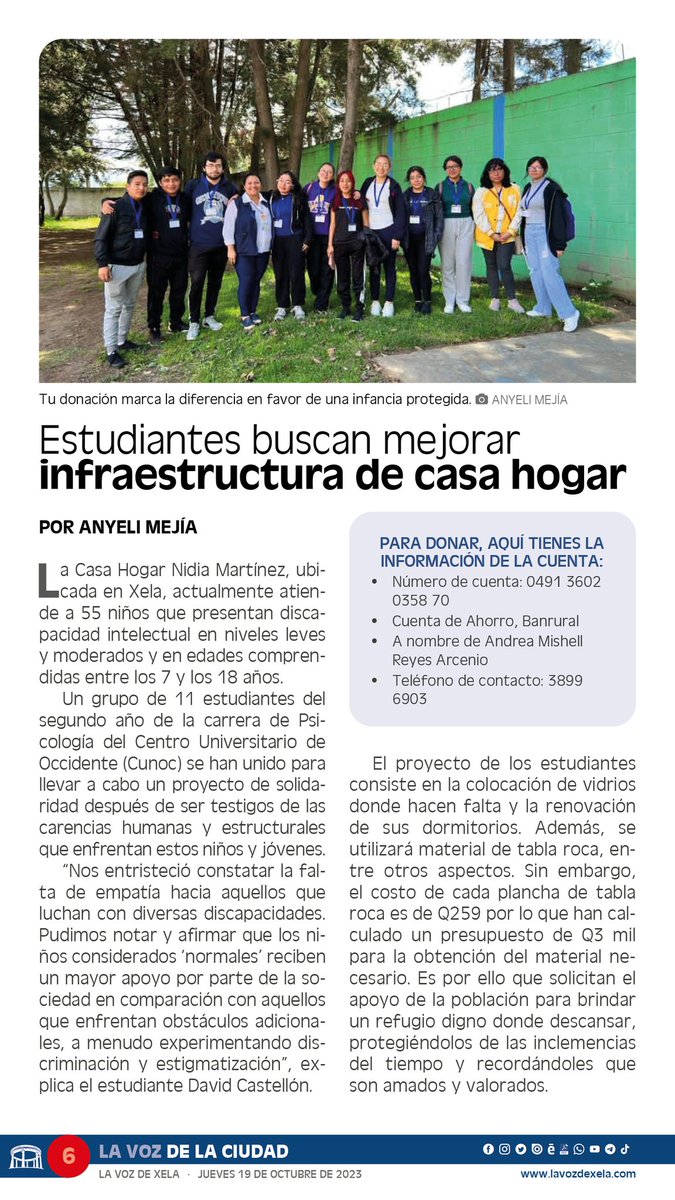 🅐🅟🅞🅨🅐 🅔🅢🅣🅐 🅒🅐🅤🅢🅐  | Esta casa hogar necesita de tu ayuda.
Lee edición completa: bit.ly/LVDX1605