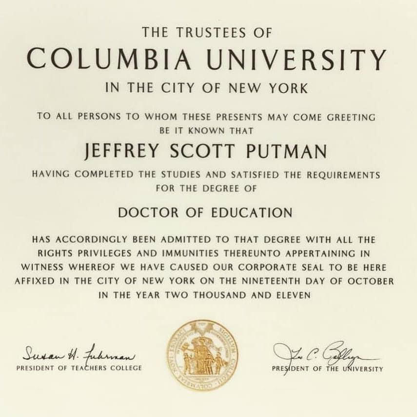DrJeffreyP's tweet image. When I wonder if hard work &amp;amp; persistence pay off, I have only to look at my wall. Twelve years ago today, I was officially awarded my doctorate from @TeachersCollege, @Columbia University. #Honored #Humbled #TCAlumni #ColumbiaAlumni