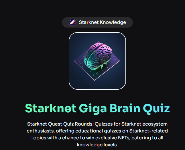 Update Starknet Quest 
- Anh em cày Retroative STARKNET thì nên làm nhé
Anh em làm xong từng Quest rồi Mint NFT nhé (Muốn làm phải có tên miền starknet.id)

🔷Quest 13:  

📷 Bước 1: truy cập: starknet.quest/quest/13 và trả lời câu hỏi. Đáp án như sau:

📷