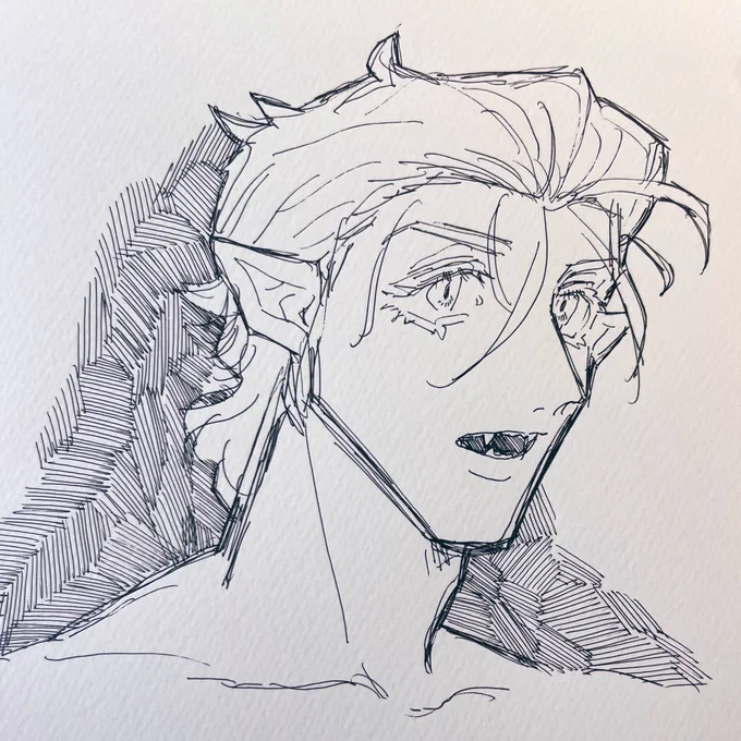 左利きなので左向きの人間しか描けない 