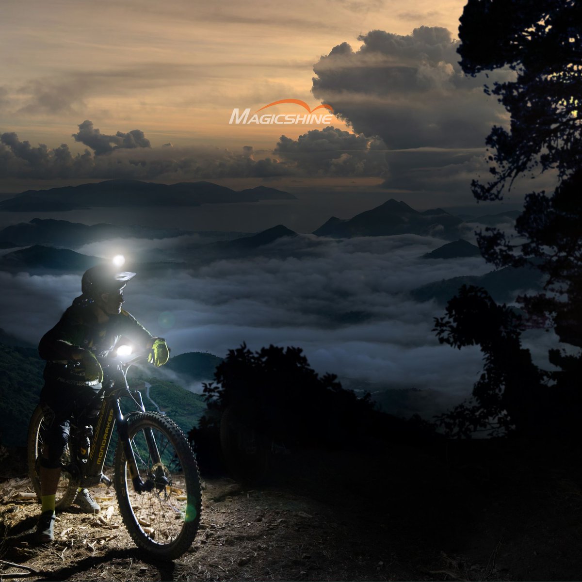 What can riding bring us? Exercise the ability to tolerate pain, increase patience, conquer and overlook the mountains, enjoy the serenity given by nature, and relieve stress🌄 ; exercise your muscle groups and improve your body mass.💪🚲🌃#monteer12000 #magicshine #bikelights