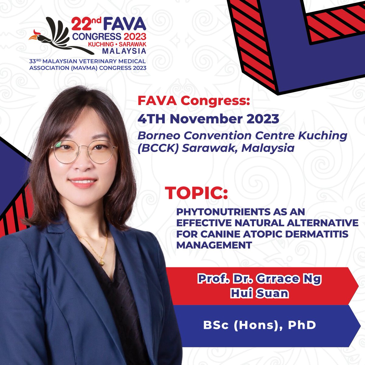 excelvite's tweet photo. Joining us at #FAVA2023 is Prof Dr Grrace Ng Hui San who will be sharing a session "Phytonutrients As An Effective Natural Alternative For Canine Atopic Dermatitis Management."
Don't miss this furry opportunity to meet us in person!
#FAVA2023 #VeterinaryExcellence #AnimalHealth https://t.co/rP7YCIZTU4