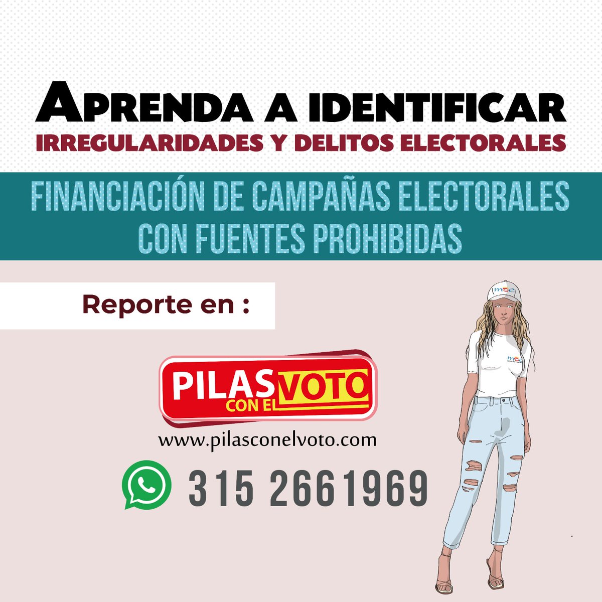 moecolombia's tweet photo. #PilasConElVoto Si eres testigo de alguna irregularidad o delito electoral, repórtalo en https://t.co/90mDmhhDVM o al WPP 3152661969.

Ponle el ojo 👀 a esta #RedFlagElectoral 🚩

Un mensaje de la Alianza #PilasNoBoteElVoto https://t.co/qzrRXOXbF7