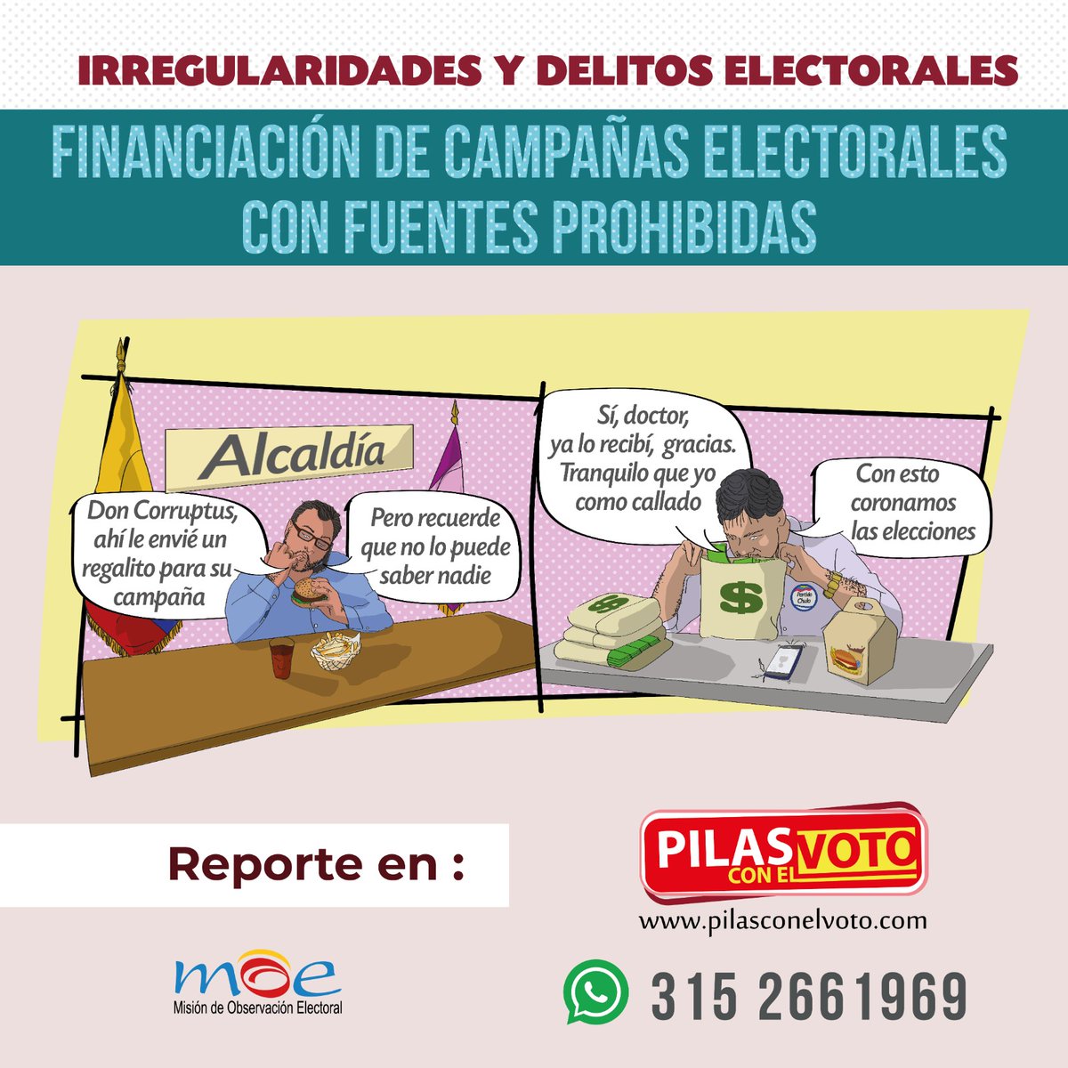 moecolombia's tweet photo. #PilasConElVoto Si eres testigo de alguna irregularidad o delito electoral, repórtalo en https://t.co/90mDmhhDVM o al WPP 3152661969.

Ponle el ojo 👀 a esta #RedFlagElectoral 🚩

Un mensaje de la Alianza #PilasNoBoteElVoto https://t.co/qzrRXOXbF7
