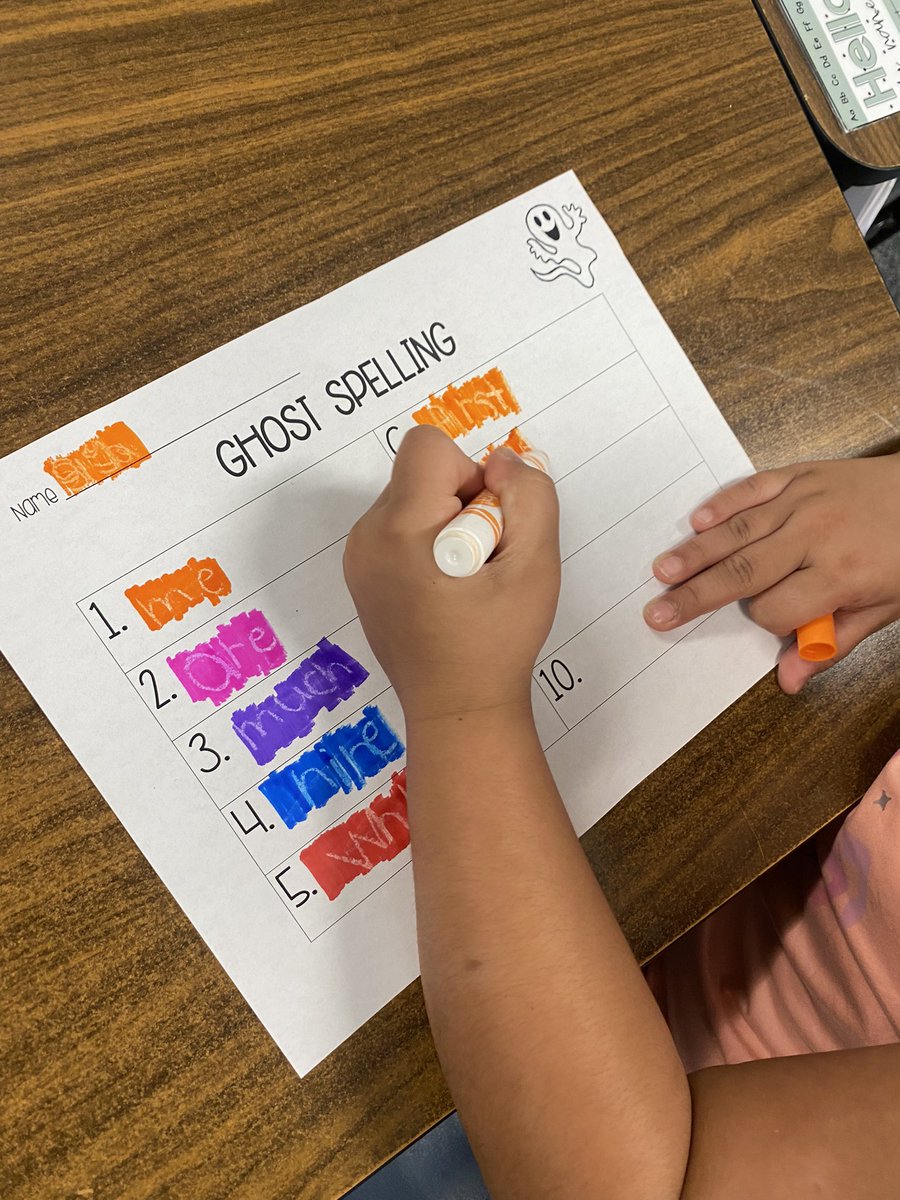 StewartInSecond's tweet photo. Spooky season calls for ghost spelling our high frequency words! 👻 https://t.co/QDJbvHaWEL