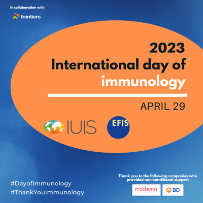International Union of Immunological Societies (@iuis_online) on Twitter photo Congratulations to our 2023 Day of Immunology Winners!
Best International Campaign: <a href="/SAI_org/">Sociedad Arg. de Inmunología</a>
Best European Campaign: <a href="/SImunologia/">Sociedade Portuguesa de Imunologia</a>
Best Newcomer: <a href="/IMMspireUofT/">IMMspire</a>
Best Theme: <a href="/ImmunologyAAI/">The American Association of Immunologists (AAI)</a>
We will recognize our awardees during the IUIS Congress Opening Ceremony! Congratulations to our 2023 Day of Immunology Winners!
Best International Campaign: <a href="/SAI_org/">Sociedad Arg. de Inmunología</a>
Best European Campaign: <a href="/SImunologia/">Sociedade Portuguesa de Imunologia</a>
Best Newcomer: <a href="/IMMspireUofT/">IMMspire</a>
Best Theme: <a href="/ImmunologyAAI/">The American Association of Immunologists (AAI)</a>
We will recognize our awardees during the IUIS Congress Opening Ceremony!