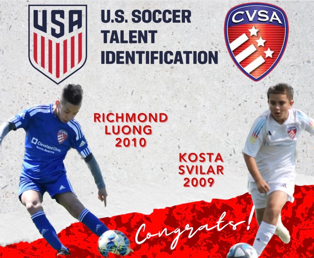 📣CVSA would like to extend a HUGE congratulations to Kosta Svilar (2009) and Richmond Luong (2010) on their invitation to U.S. Soccer Talent Identification Center! An amazing opportunity that is very well deserved! 👏🏻 CVSA is proud of you both! ⚽️💙🎉