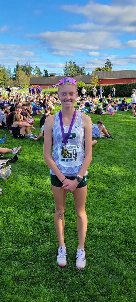 Congrats to Elektra Higgins, who repeated as South Sound Conference Champion. She ran 17:47 on the Fort Steilacoom 5k course--45 seconds ahead of 2nd place!