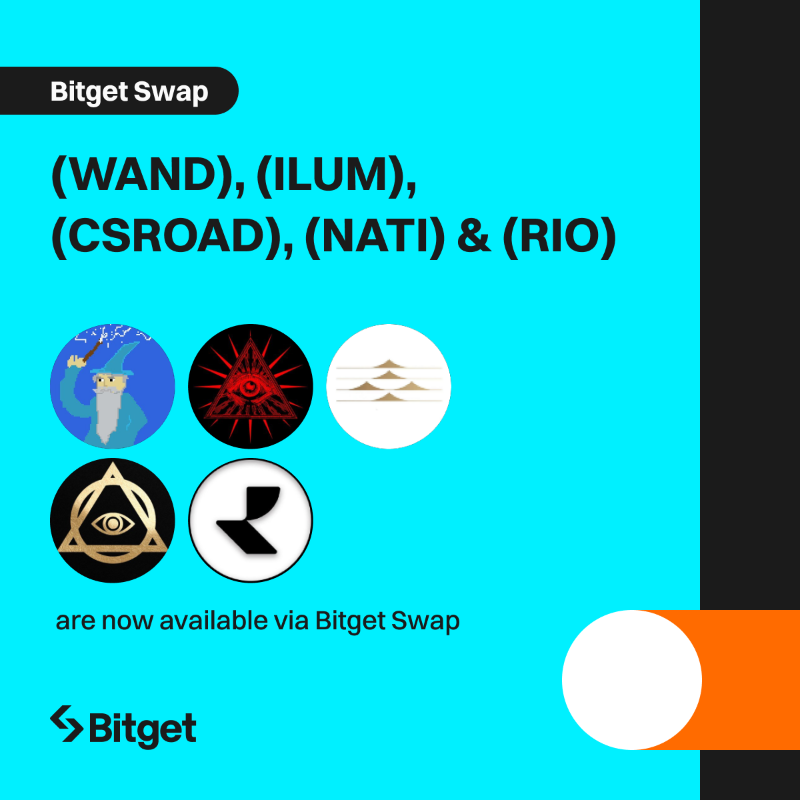 bitget's tweet photo. $WAND, $ILUM, $CSROAD, $NATI &amp; $RIO are now available via #Bitget Swap. @naticoineth @ILUMeth
 
🚀 #Swap now: https://t.co/uhLO4tSWcC

🎁 A total of $100 #giveaway for 10 members! Just simply RT + TAG 3 friends.

More details can be found at 👇