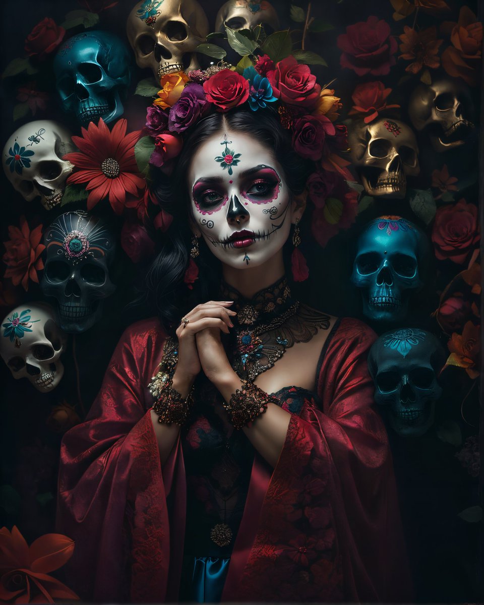 sodiem_ai's tweet photo. [ La Calavera Catrina ] 💀🌹

This is by far the best theme to work on the aesthetic. I use a different lighting style.

#diadelosmuertos #dayofthedead #lacatrina #sugarskull #halloween
#mexico🇲🇽 #aigeneratedart #AIart #aiartcommunity #aiartwork #AIイラスト #AIグラビア #AI美女 https://t.co/iGsJnhYZnu