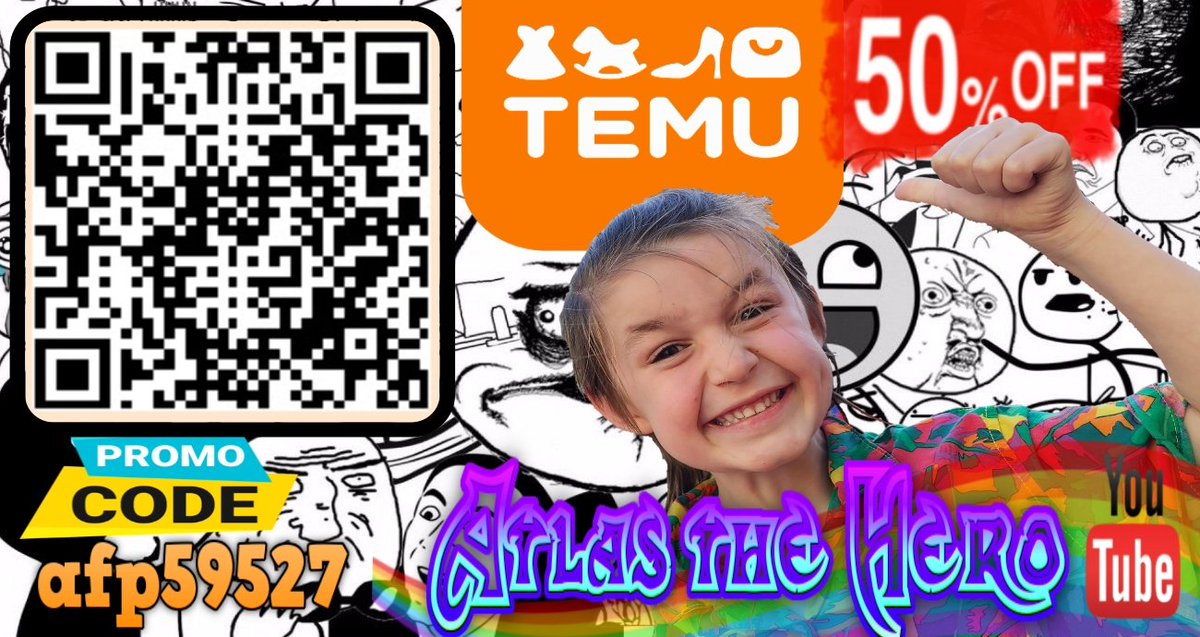 🎊 Want to Help Atlas? 🎉

youtube.com/@AtlasTheHero-…

🚨 Please click on this link to his YouTube. 🚨

Please SUBSCRIBE to Atlas the Hero!

Temu 50% off coupon!

⚠️ BEFORE YOU DOWNLOAD THE APP! ⚠️
1) Scan the QR code with your phone.
2) Download the App.
3) Use 50% off coupon.