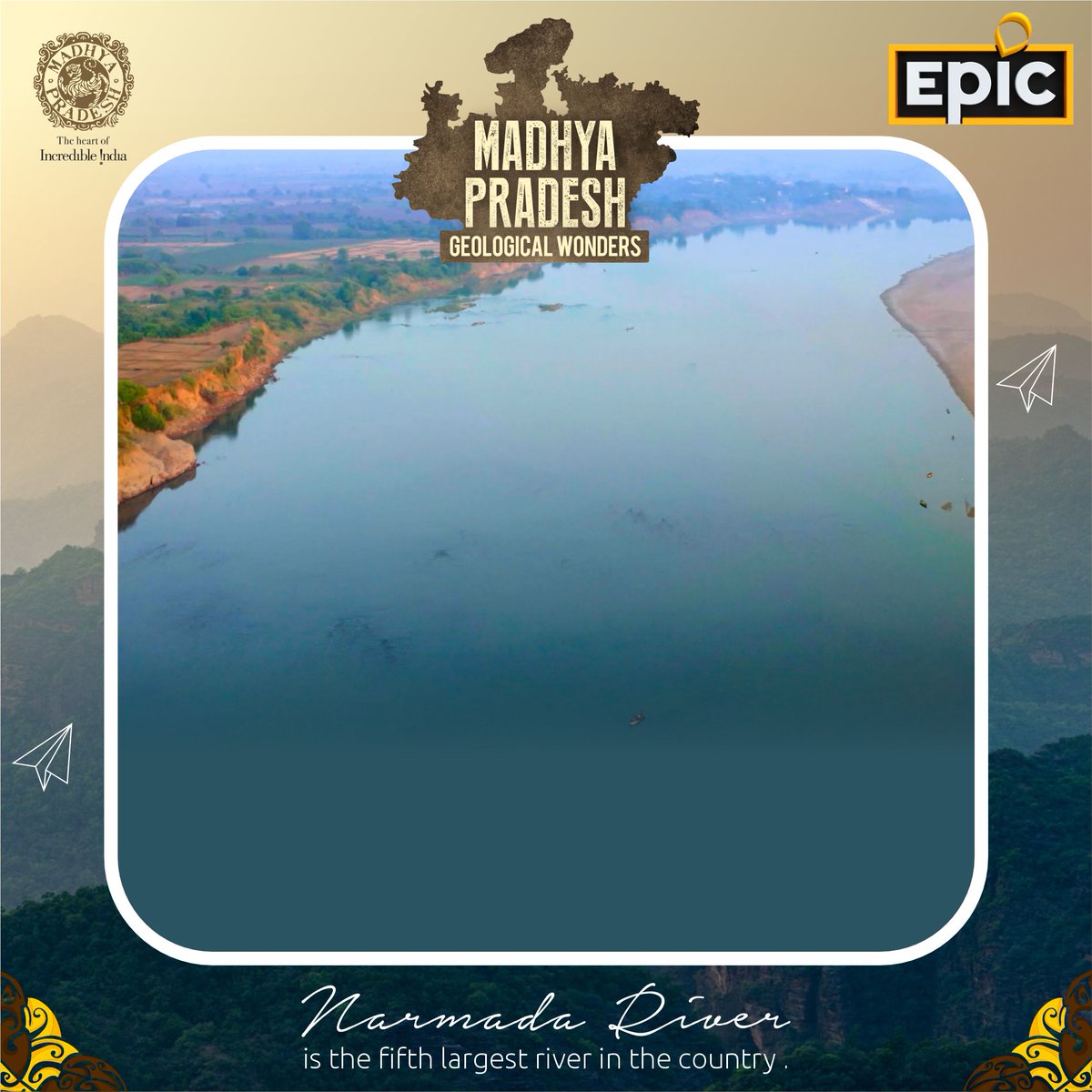 The Narmada River is of great importance for #MadhyaPradesh ! 🌊 It provides water for irrigation, domestic use, and industry, supporting agriculture and economic growth. It's also a symbol of cultural heritage and a source of spirituality. #NarmadaRiver #Importance