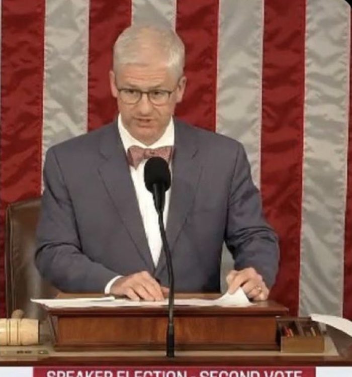 Patrick McHenry elected to undergo gender-affirming care by switching out the Speaker’s chair to make himself appear taller.