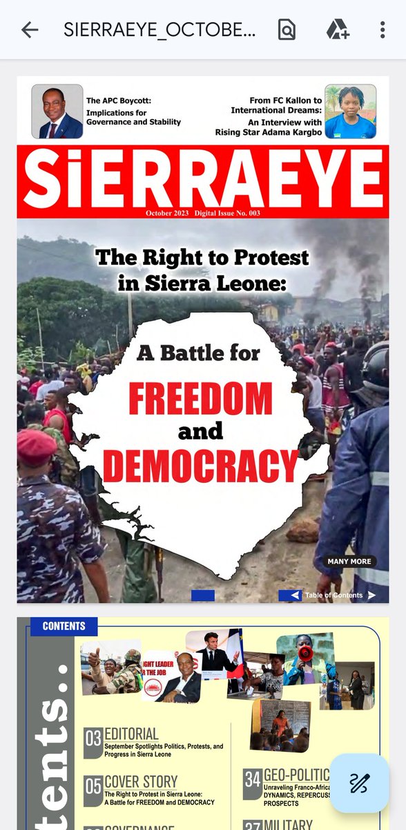 The Sierraeye digital magazine is a must-read for anyone interested in Sierra Leonean politics, society, and culture. In the third edition, we feature articles on a wide range of topics, including the media landscape, foreign policy, and Franco-African relations. Download your…