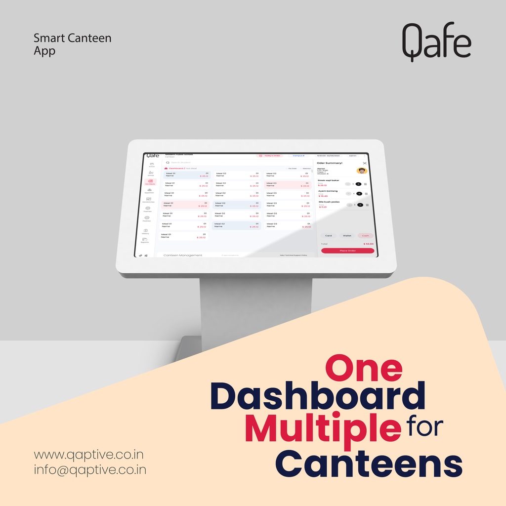qaptive's tweet photo. Say goodbye to complexity. Qafe's single admin dashboard lets you effortlessly manage multiple canteens from one central hub. Streamline your operations today!

#canteenmanagementsoftware #digitalcanteensoftware
#foodservicesoftware #efficientfoodmanagement #cashlesscanteen https://t.co/eO6dI2WE8C