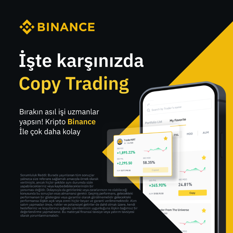 binance's tweet photo. Alım satımda yeni misiniz? Sorun değil! Binance'in Copy Trading özelliği sayesinde profesyonel yatırımcıların işlemlerini kopyalayabilirsiniz. Hemen başlayın ve kârın %90'ını alın!