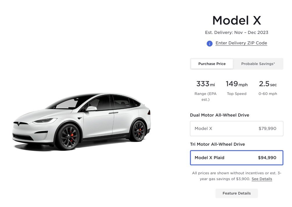 RocketNomadX's tweet image. $TSLA: Tesla raises the US price of the Model X Plaid all-wheel drive by 5.6%, now priced at $94,990, up from $89,990 in the United States. #Tesla #ModelXPlaid
