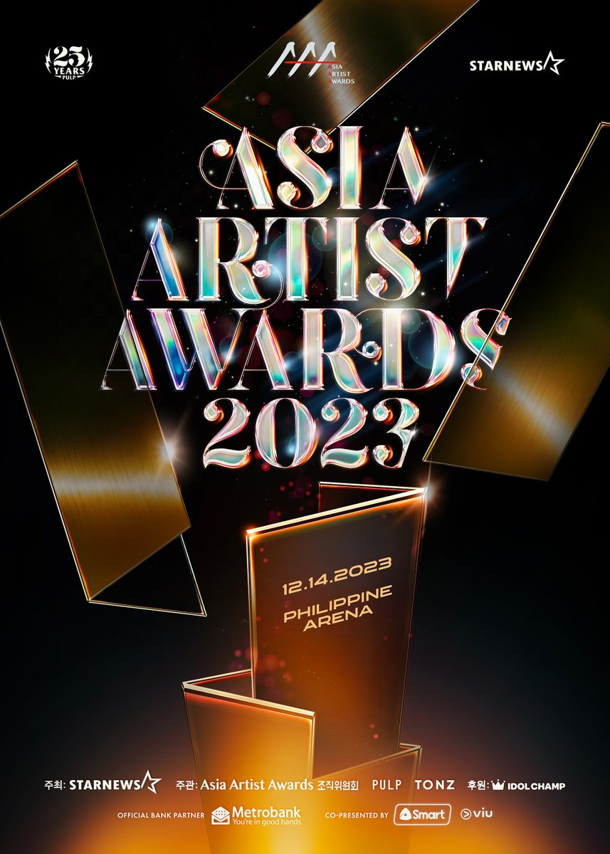 pulpliveworld's tweet photo. We're thrilled to announce that our official bank partner for the 2023 Asia Artist Award in the Philippines is @Metrobank! And that's not all! We're also delighted to have @LiveSmart and @Viu_PH as our co-presenters for this epic event! 

Mark your calendars for December 14, 2023, as we come together at the Philippine Arena for a day filled with star-studded artists from across Asia! 🎶✨ 

Proudly brought to you by the Philippines' premier concert and live event organizer, PULP Live World. #AAA2023inPH
