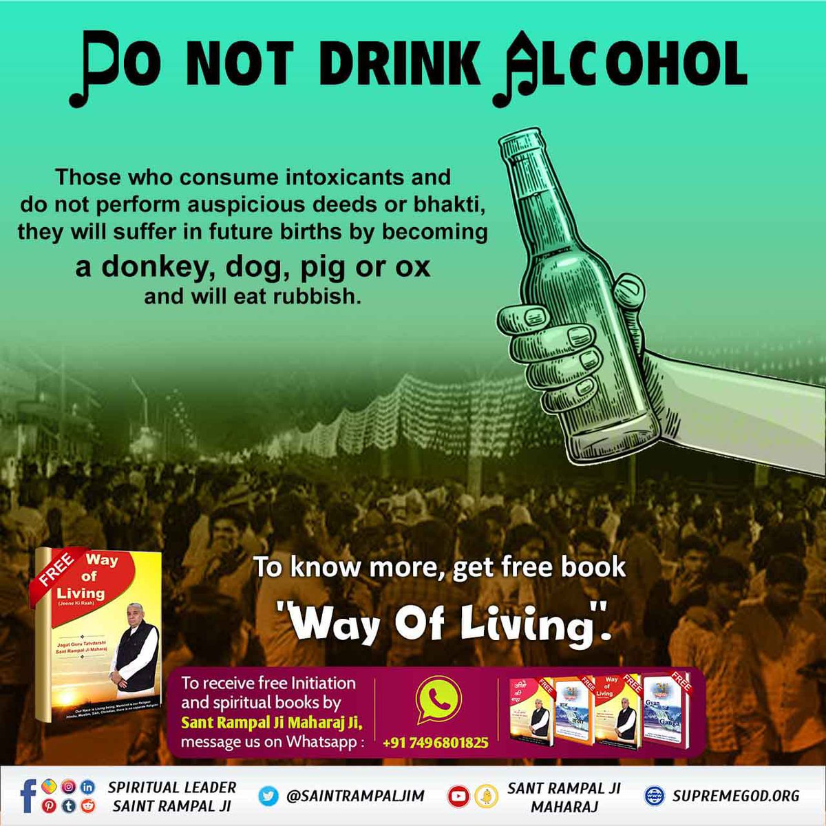 DasManichand's tweet photo. #मांसमदिरा_राक्षसी_भोजन
Consumption of meat is a grave sin. Do not eat egg, meat or kill any living beings.
Kabir, jeev hane hinsa kare, prakat paap sir hoye |
Nigam puni aise paap tein, bhist gaya nahin koye ||
@ManichandSah https://t.co/xTaecgse7n