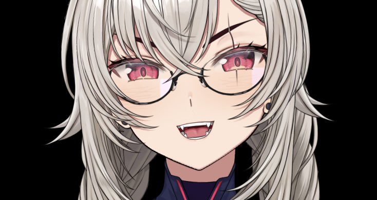 1girl solo glasses red eyes open mouth looking at viewer scar across eye  illustration images