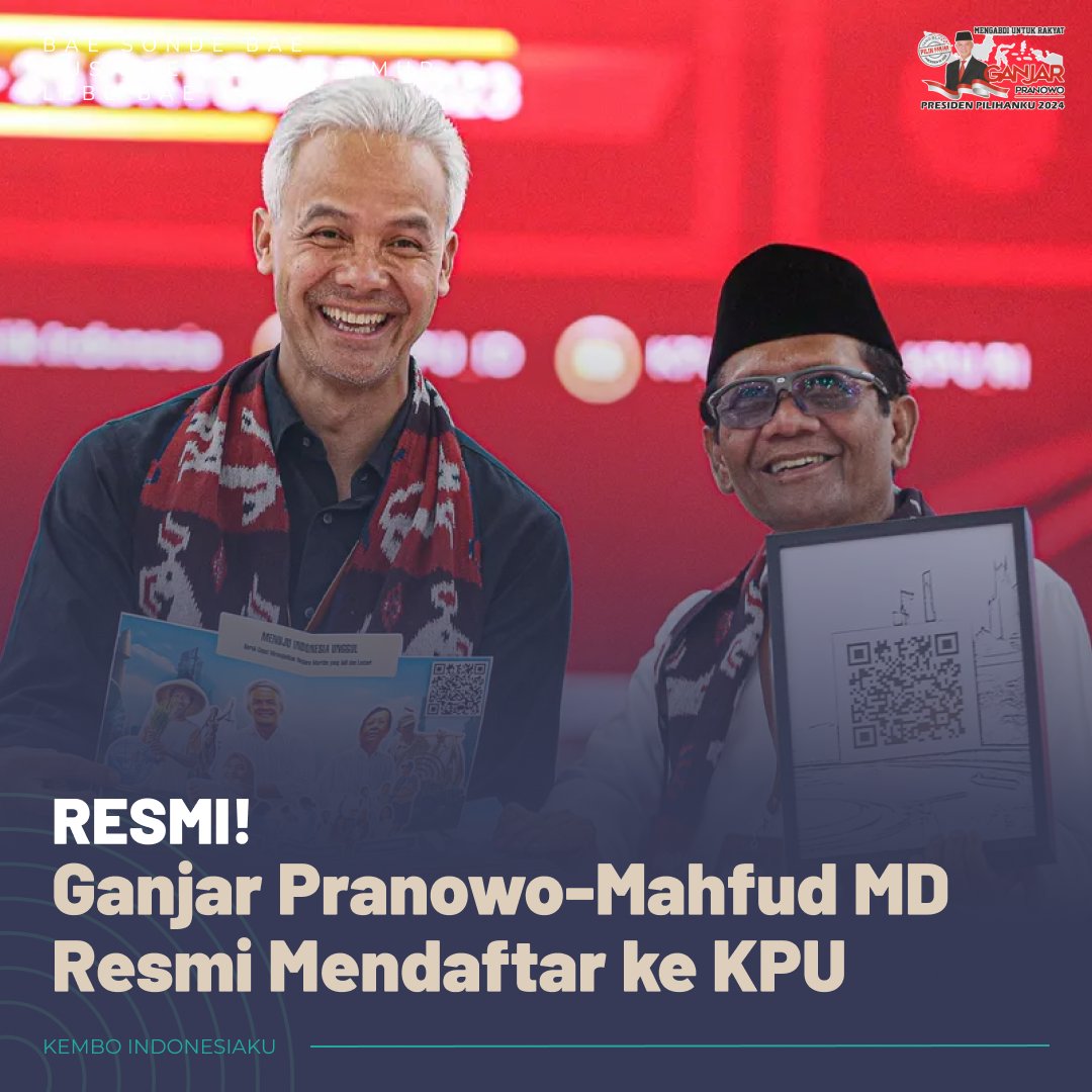 hasna_febriyani's tweet photo. Resmi!Ganjar Pranowo-Mahfud MD Resmi Mendaftar ke KPU.

Jumat Siang GAMA Gempa Mahfud Alphard Pengangguran iPhone 15 MASIH PAGI The Corrs KPU RI Galaxy S23 FE Ed Sheeran Bakri #zonauang https://t.co/ibzpN9AAAi