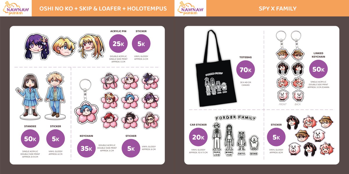nawnawpunkin's tweet photo. 🚨Catalogue update for ICC2023 & CF17🚨
✨Skip and Loafer, Oshi no Ko, Spy x Family, holoTempus, Nu: Carnival, Slow Damage, handmade beads craft, original merch
Pick up :
📃https://t.co/AzDfQ2BrHA
Mail order :
🍏https://t.co/sSImWmBWpO
🍊https://t.co/GPgcPIlbaq
💞&RT pls! https://t.co/ZRjMIVICw5