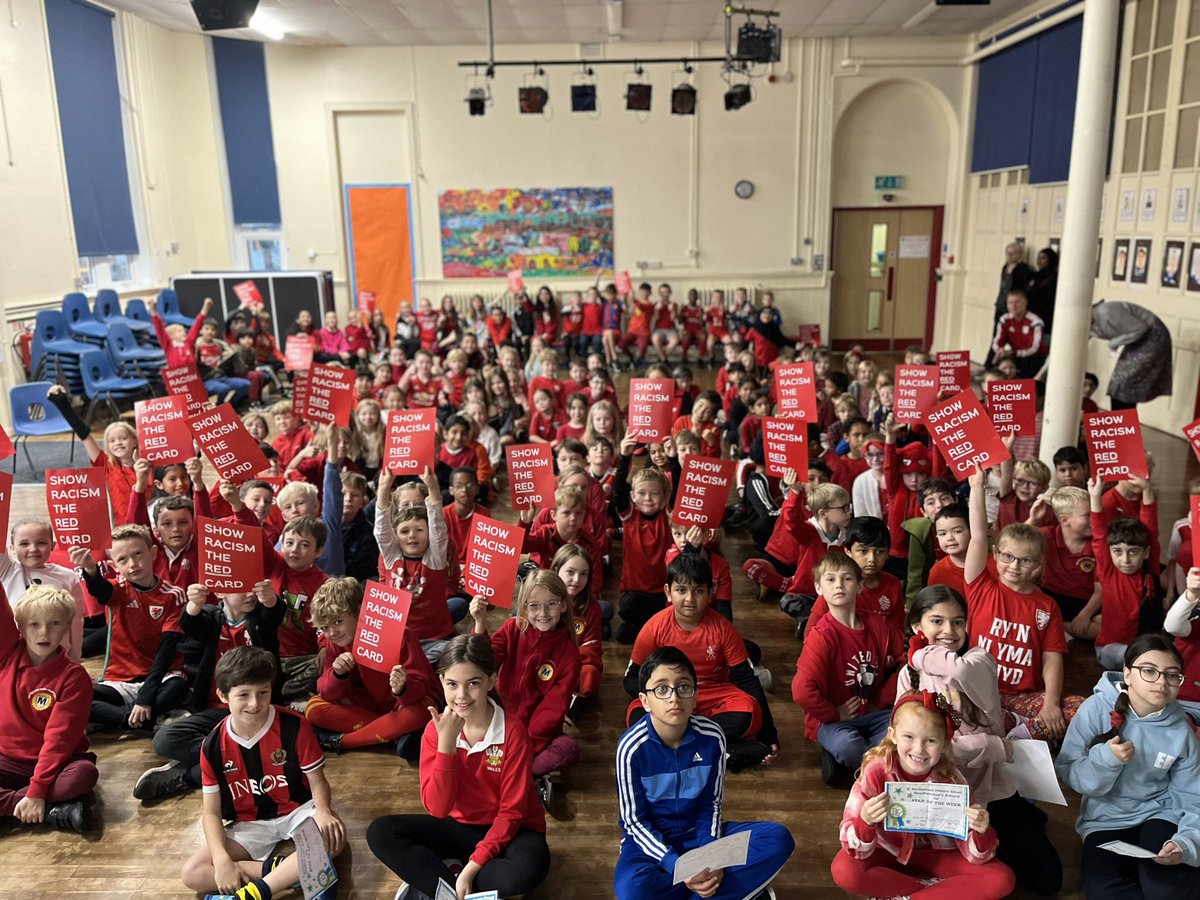 marlboroughpri's tweet photo. Children and staff at Marlborough are united in saying  No to Racism #ShowRacismtheRedCard #WearRedDay @theredcardwales https://t.co/f591z1JwMj