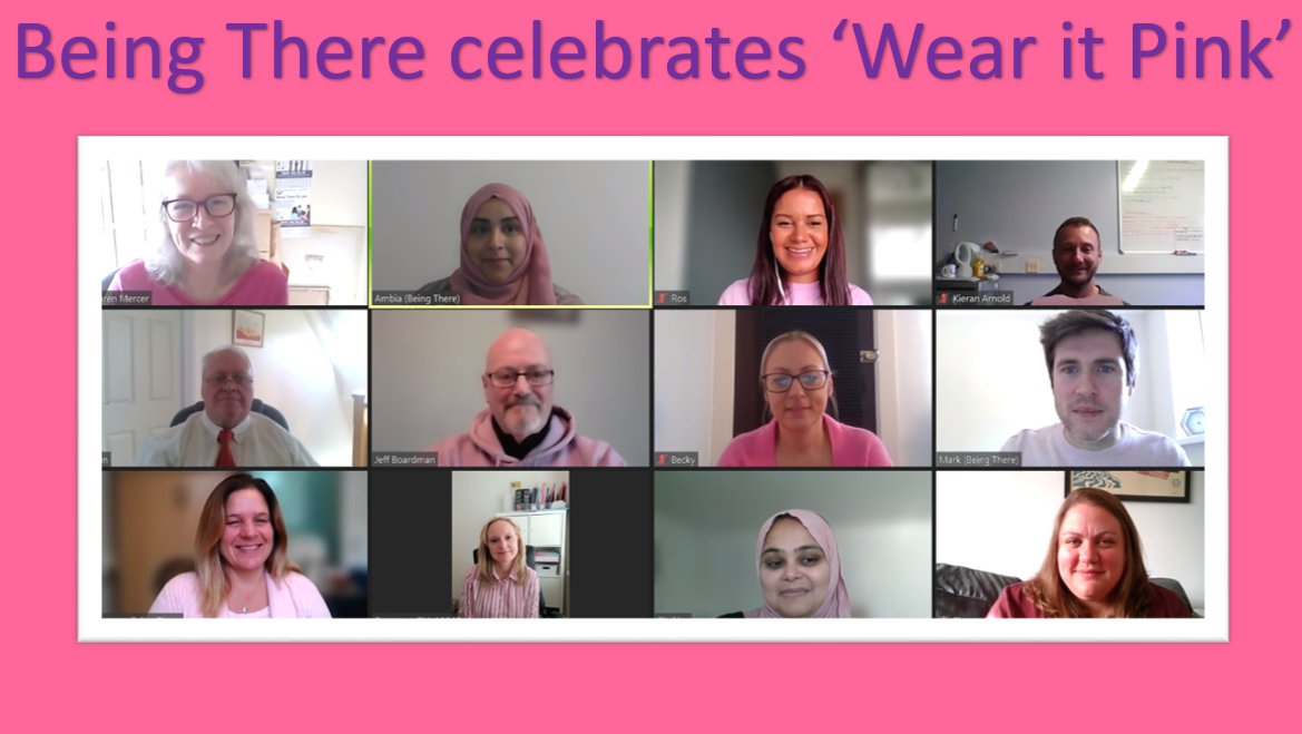 Today Being There celebrates #wearitpink day!

We wore our best pink outfits on at our latest team meeting to raise awareness of #breastcancer.

Get in touch to find out how we can support you by contacting 0345 123 23 29 / info@beingthere.org.uk.

#breastcancerawarness #charity